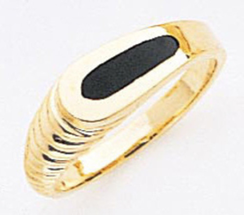 14K Yellow Gold 5mm Ladies Black Onyx Ring