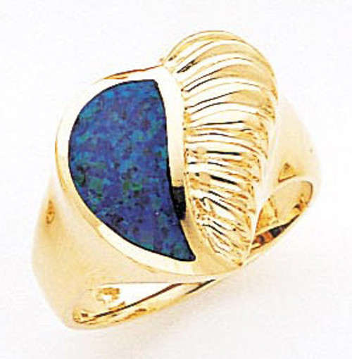 14k Gold 15mm Ladies Opal Heart Ring