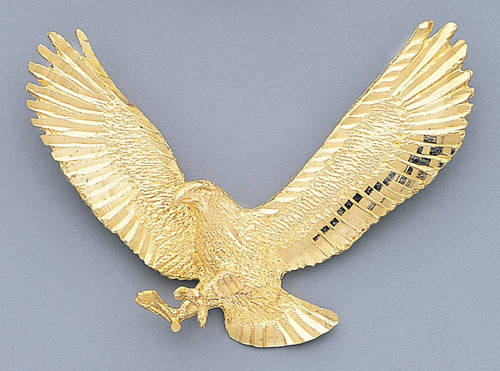 14k Gold Diamond Cut American Eagle Pendant 67mm W X 4