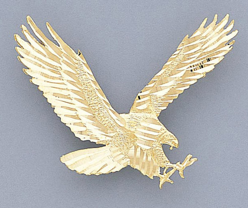 14k Gold Diamond Cut American Eagle Pendant 44mm W X 35mm