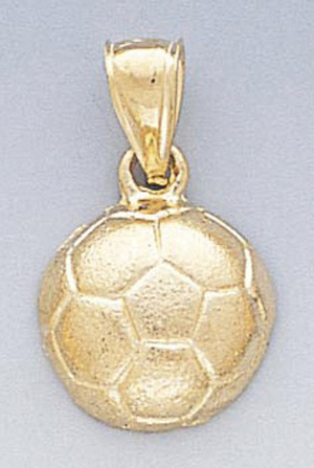 14k Gold Diamond Cut Soccer Ball Pendant 14mm W X 23mm