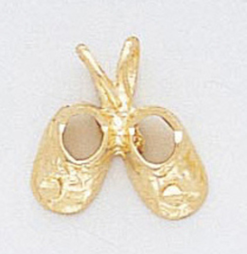 14k Gold Diamond Cut Baby Shoes Pendant 12mm W X 12mm