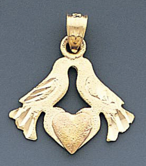 14k Gold Tri-color Lovebirds Pendant 19mm W X 21mm H I