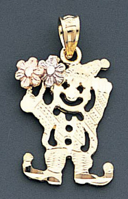 14k Gold Tri-color Clown Pendant 15mm W X 25mm H Inclu