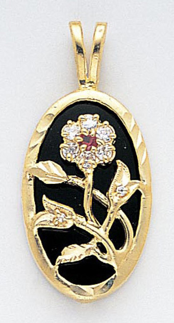 14k Gold Cz Flower Pendant 16mm W X 35mm H Including H