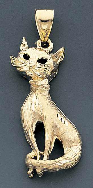 14k Gold Kittycat Pendant 25mm W X 57mm H Including Ho