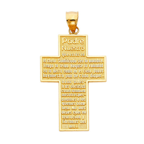 14k Gold High Polished 20mm Lord's Prayer Cross Pendant