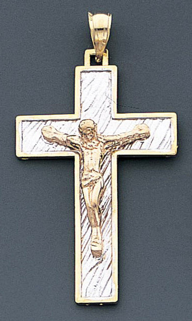 14k Gold Three Color Gold Crucifix Pendant 25mm W X 45mm H Inc