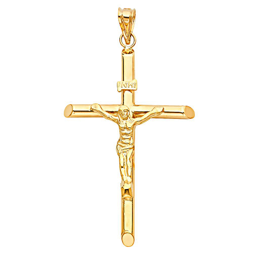 14k Gold Hollow Crucifix Pendant 37mm W X 67mm