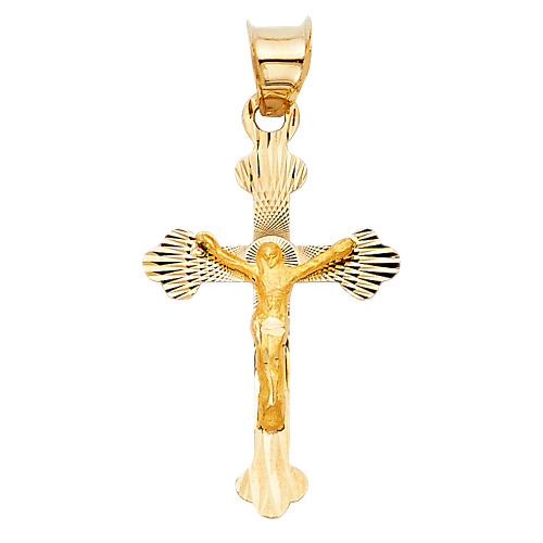 14k Gold Crucifix Pendant 16mm W X 33mm H Inclu