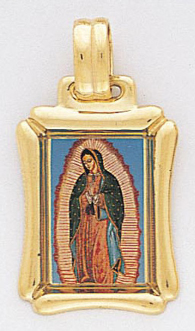 14k Gold 31mm Rectangle Italian Virgin Mary Charm