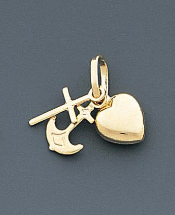 14k Gold Italian Faith Hope & Charity Charm | SARRAF.COM