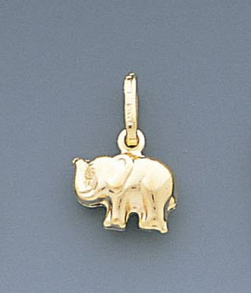 14k Yellow Gold Italian Elephant Charm 10mm by 16mm