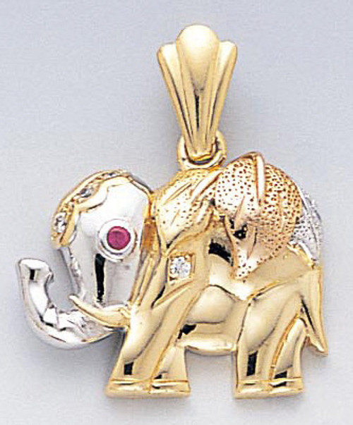 14K Yellow Gold Elephant Charm Pendant 21mm Jewels Obsession Elephant Charm
