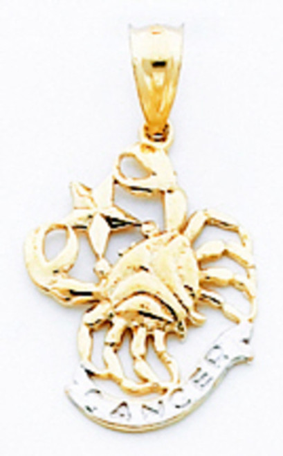 14k Gold Two-tone Cancer Zodiac Pendant