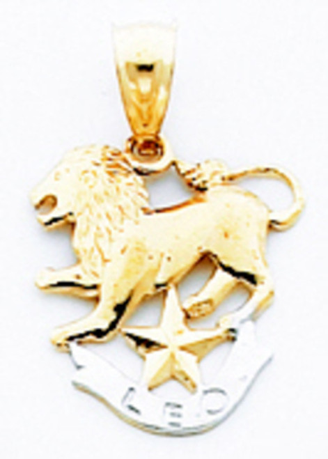 14k Gold Two-tone Leo Zodiac Pendant