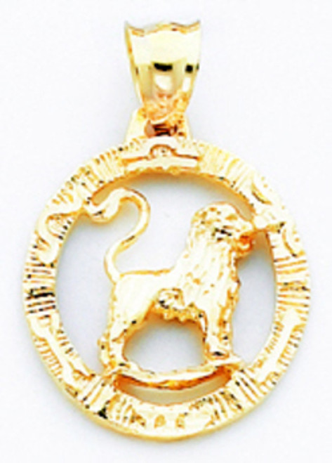 14k Gold Framed Leo Zodiac Pendant