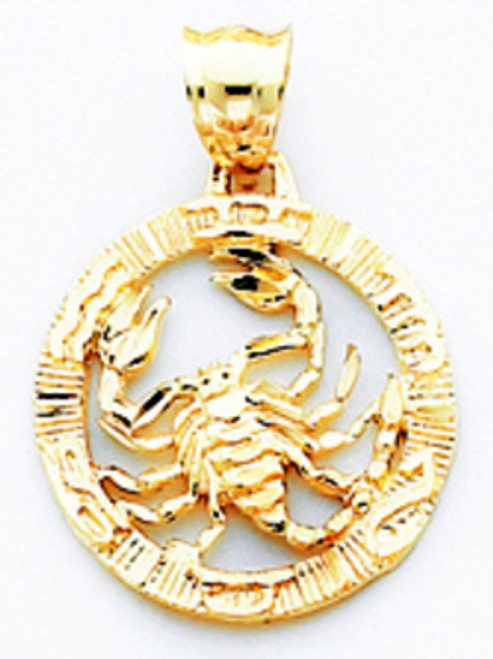 14k Gold Framed Scorpio Zodiac Pendant