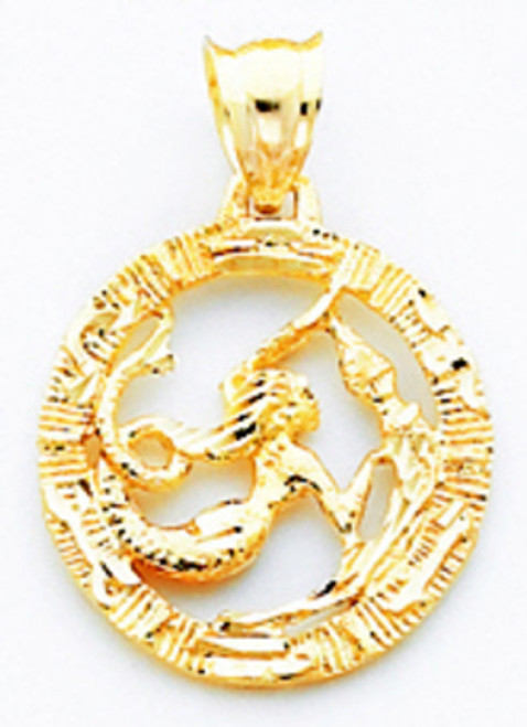 14k Gold Framed Aquarius Zodiac Pendant