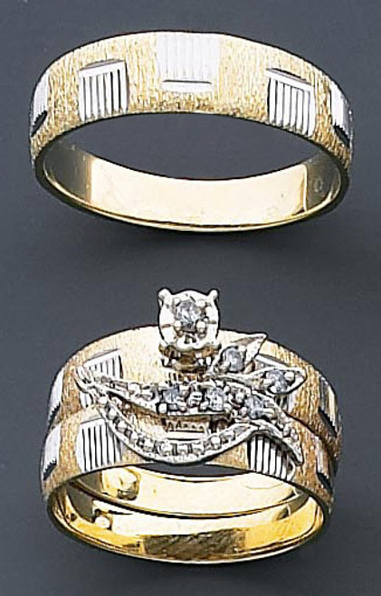 14k Gold Modern 6mm His & 10mm Her's Wedding Ring Set