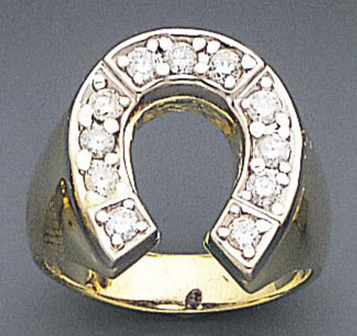14k Gold 17mm Men's 1.0ct Diamond Horseshoe Ring