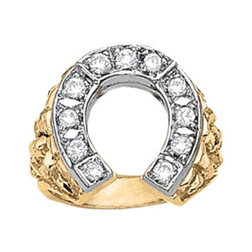 14k Gold Men's 1/2  Ct. Diamond Horseshoe Ring