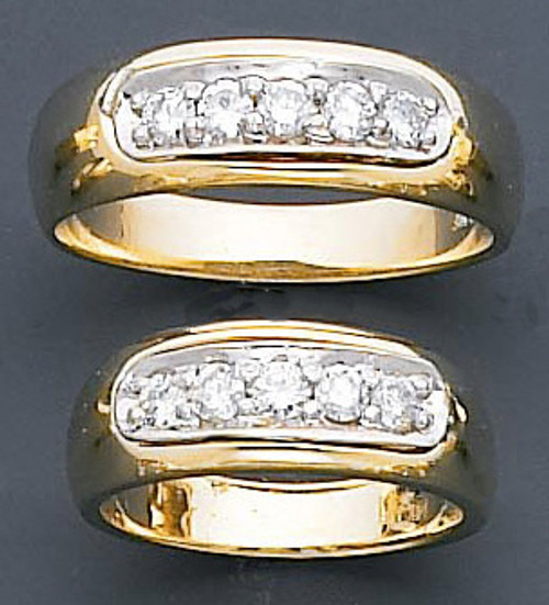 14k Gold Men's and Lady's  1.0Ct  Diamond Wedding Band Set