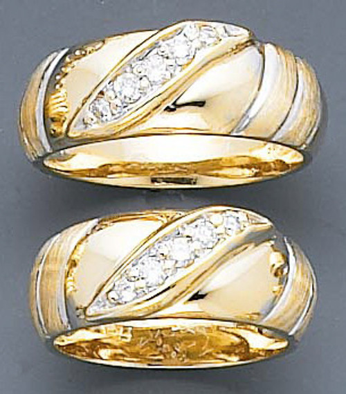 14k Gold Men's and Lady's  0.50Ct  Diamond Wedding Band Set