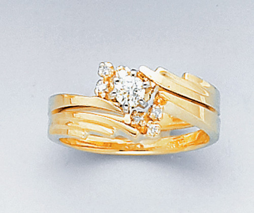 14k Gold 9mm Wide With  0.35ct Diamond Bridal Engagement Ring