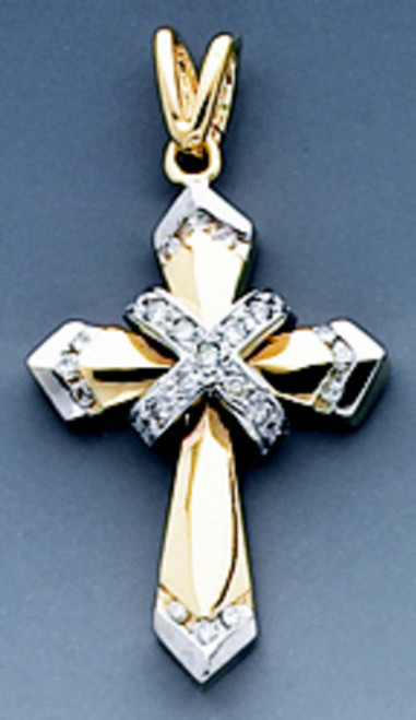 14k White Gold 20.5mm Tall 0.50ct Diamond Cross Pendant