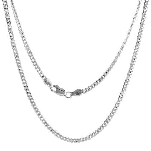 Sterling Silver(Nickle Free)  2 Mm Curb Link Chain 18 Inches