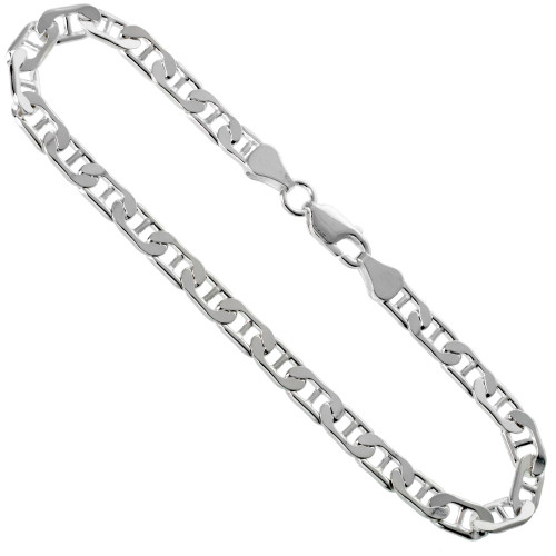 Sterling Silver (nickel Free) 6mm Flat Mariner Chain 20 Inches