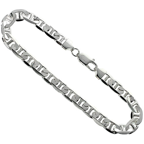 Sterling Silver (nickel Free) 7mm Flat Mariner Chain 18 Inches