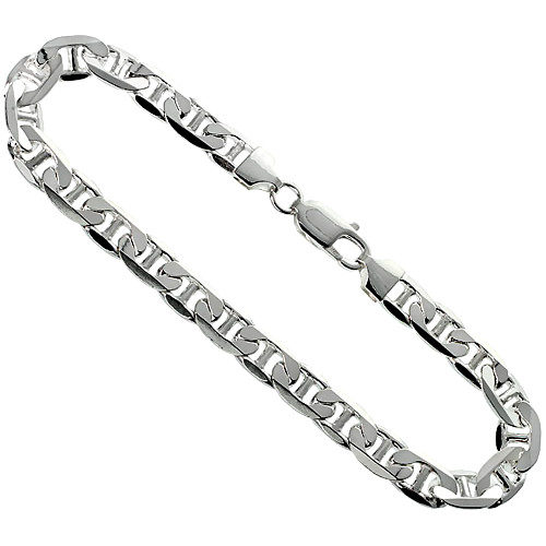 Sterling Silver (nickel Free) 7mm Flat Mariner Chain 22 Inches