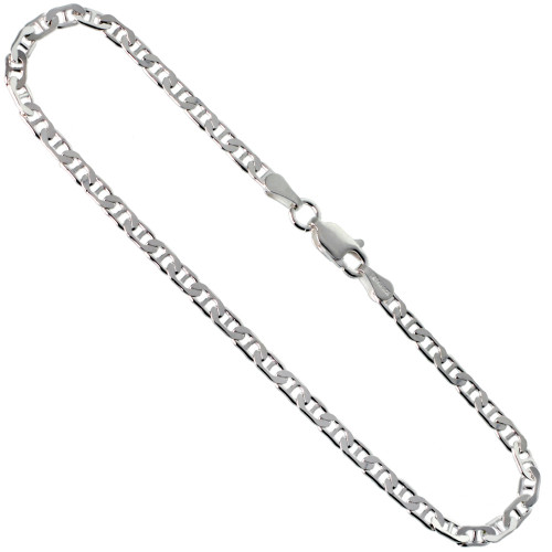 Sterling Silver (nickel Free) 3mm Flat Mariner Chain 20 Inches