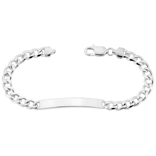 Sterling Silver 7mm Curb ID bracelet 9 Inches