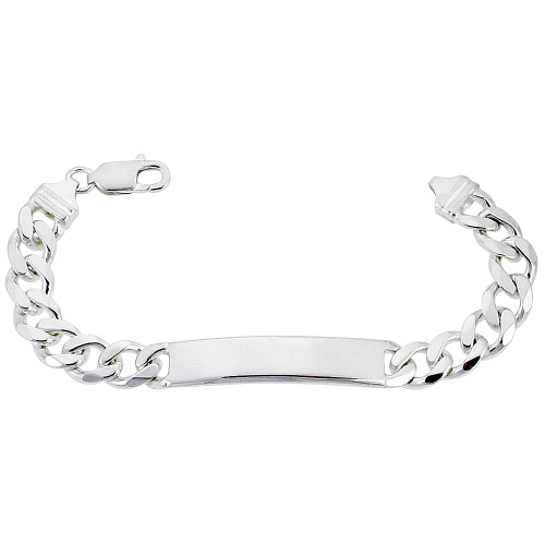 Sterling Silver 10mm Curb ID bracelet 9 Inches