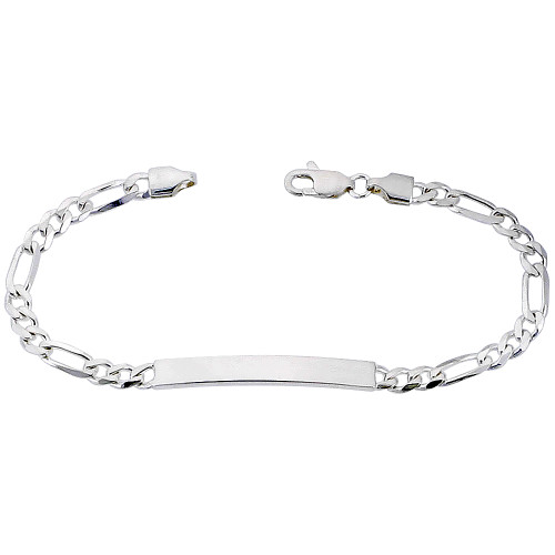 Sterling Silver 4.5mm Figaro ID bracelet 7 Inches | Sarraf.com