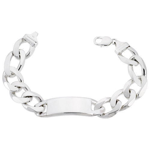 Sterling Silver 18mm Figaro ID bracelet 9 Inches