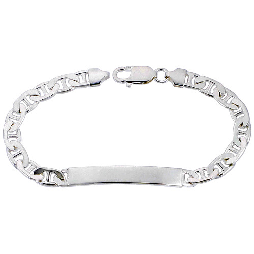 Sterling Silver 7 Mm Mariner ID bracelet 9 Inches