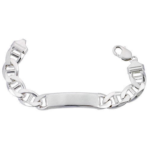 Sterling Silver 12 Mm Mariner ID bracelet 8 Inches