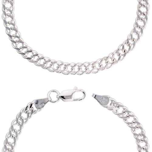 Sterling Silver (nickel Free) 5mm Double Link Bracelet 7 Inches