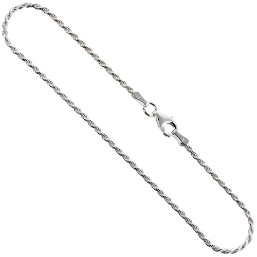 Sterling Silver "nickle Free"  1.25 Mm Rope Chain 18"