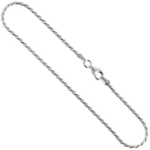 Sterling Silver "nickle Free"  1.25 Mm Rope Chain 24"