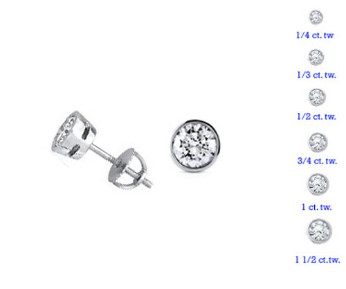 Stunning 1.50 Ct Round Bezel Set Diamond Earrings