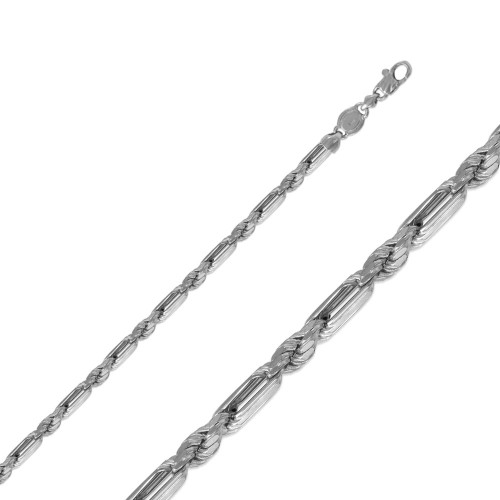14k White Gold (Nickel Free) 3mm Figaro Rope Chain 22 Inches