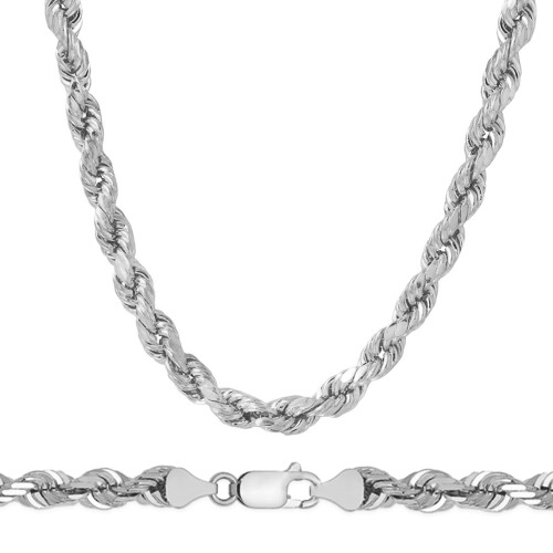 14k White Gold "Nickel Free" 8.0 Mm Italian Rope Chain 22"