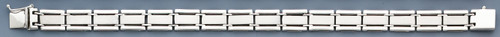 14k White Gold 6mm Wide Men's Fancy Link  Bracelet 8"