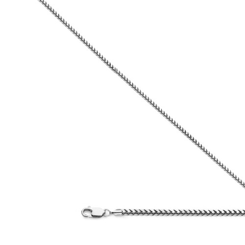 14K White Gold (Nickel Free) Franco Chain 1.3mm 30 Inches