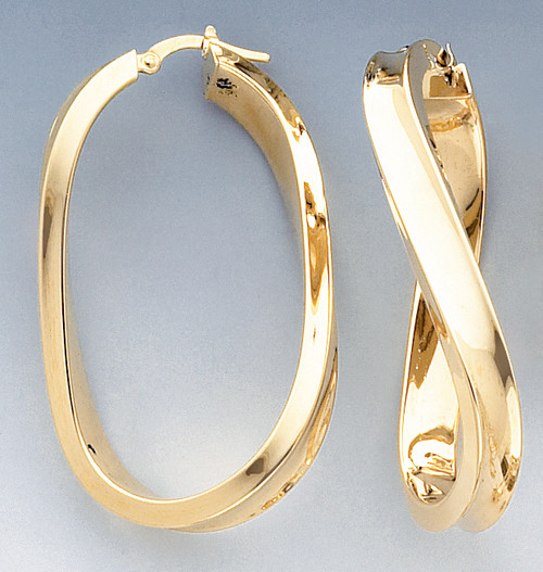 14k Gold Italian 47.14mm Hoop Earrings With Twist Design